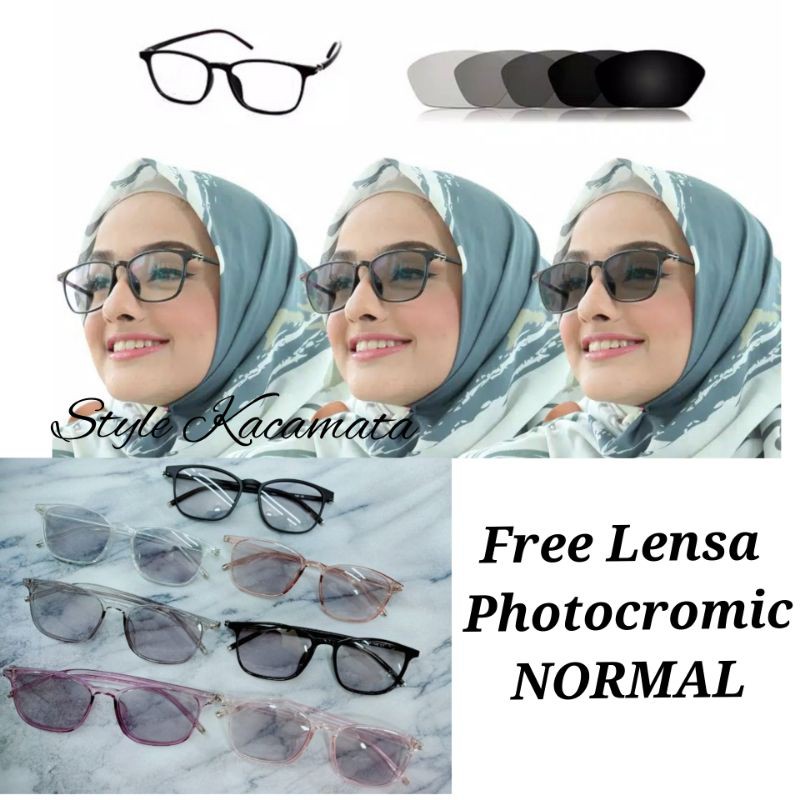 Frame Kacamata 2135 TR/LENTUR, Gratis Lensa PHOTOCROMIC NORMAL, Kacamata Anti UV, Kacamata Wanita