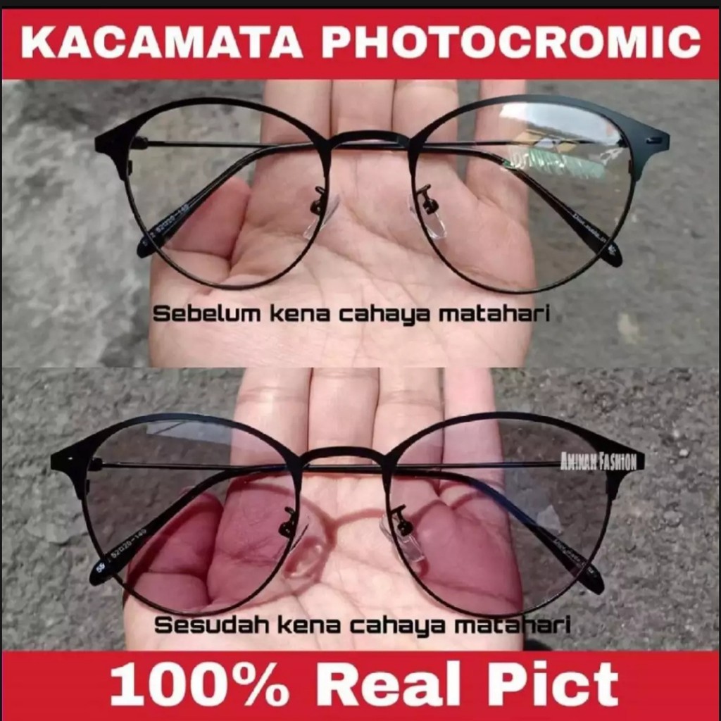 Kacamata Photocromic Wanita Dan Pria, Terlaris, Vintage Sunggless, Unisex, Free Box dan Lap