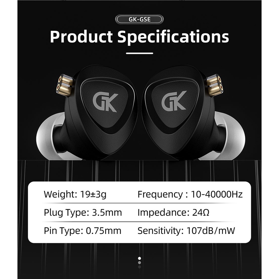 GK GSE 1BA+1DD Driver Unit HiFi In Ear Monitor Earphone Sports Music Headset 2Pin Headphone Earbuds G1 GST G5 GS10 CCA NRA CA2