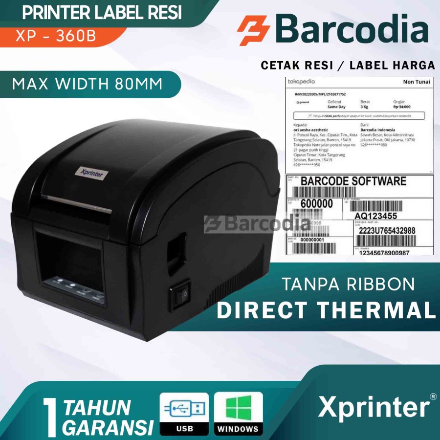 Printer Barcode Xp-360B - USB - Printer Label Barcode Printer Thermal