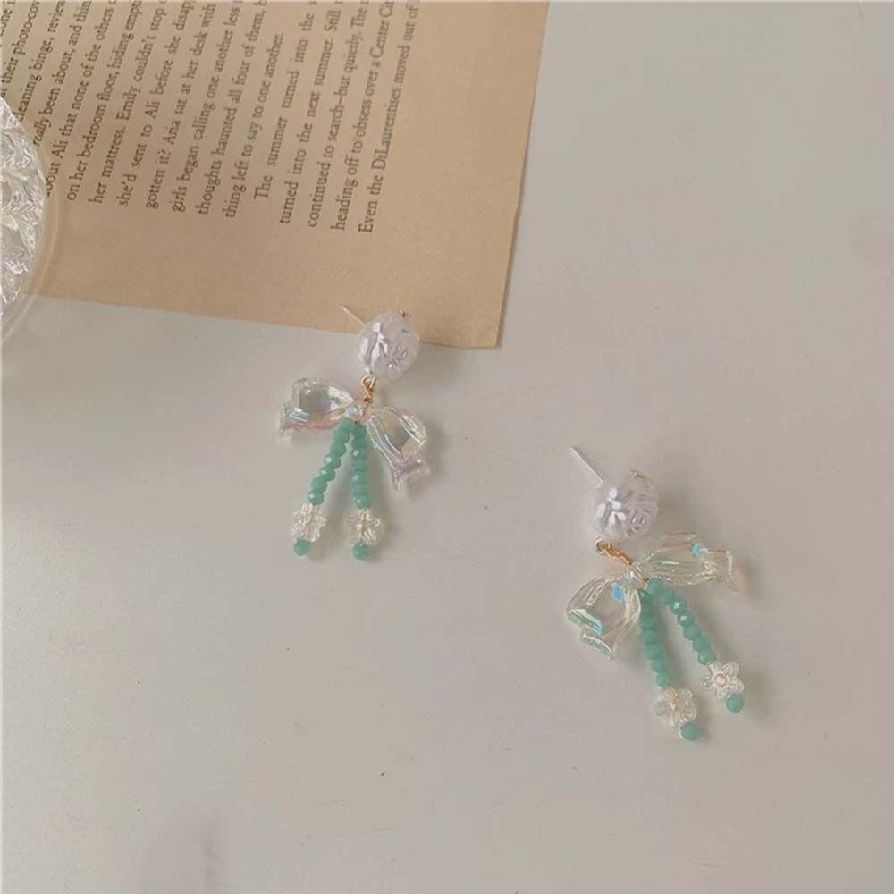 Mxbeauty Anting Wanita Trendi Hadiah Gadis Pesta Pernikahan Perhiasan All-Match Warna Mermaid Erystal Ikatan Simpul Drop Earrings