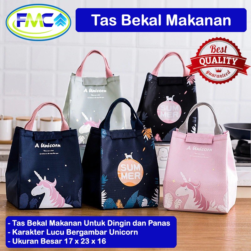 Tas Bekal Makanan Anak Dewasa Lunch Bag Besar Tahan Panas Karakter Lucu Unicorn Murah Kotak Tempat Penyimpanan Peralatan Makan Coller Bag