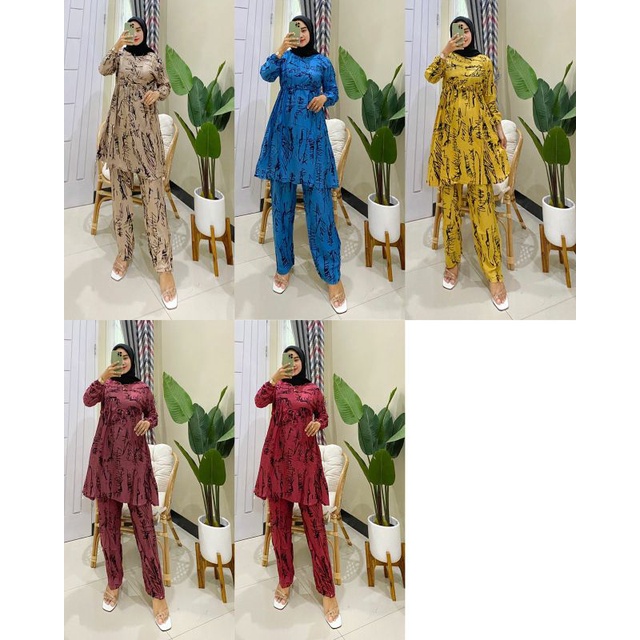 One Set Tunik  Rayon batik Serut