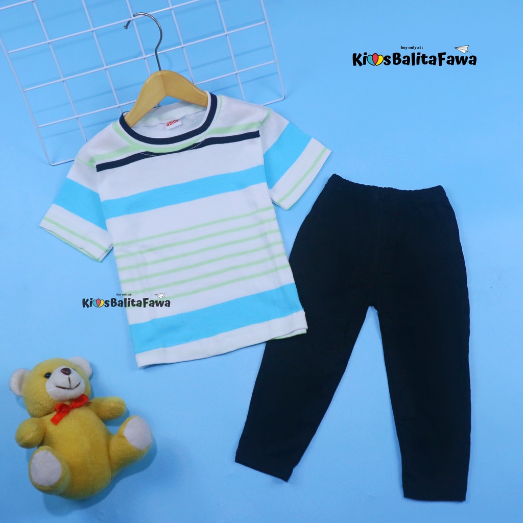 Setelan Amel uk 1-2 Tahun / Set Legging Pants Kaos Salur Celana Panjang Baju Anak Perempuan Adem