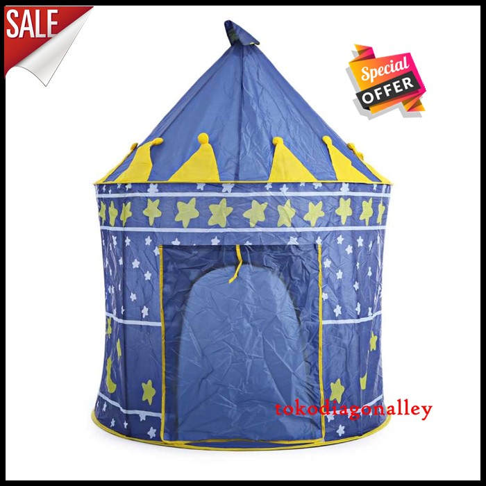 Tenda Anak Istana Bermain Biru Portable Mainan