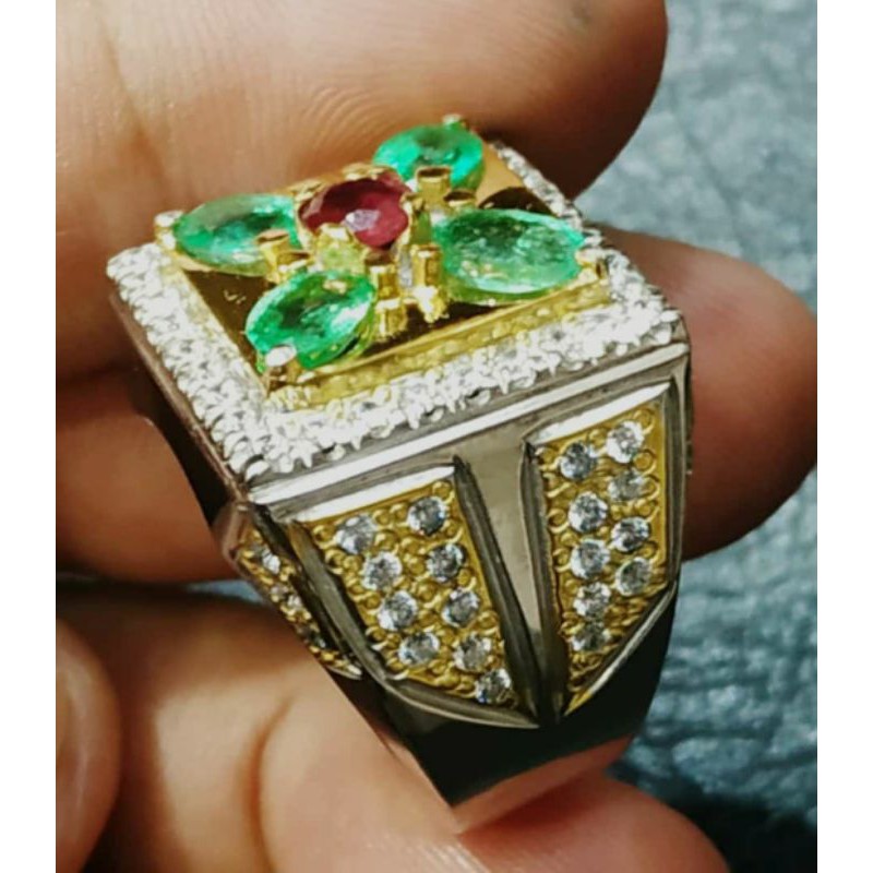 Jamrud asli ring perak