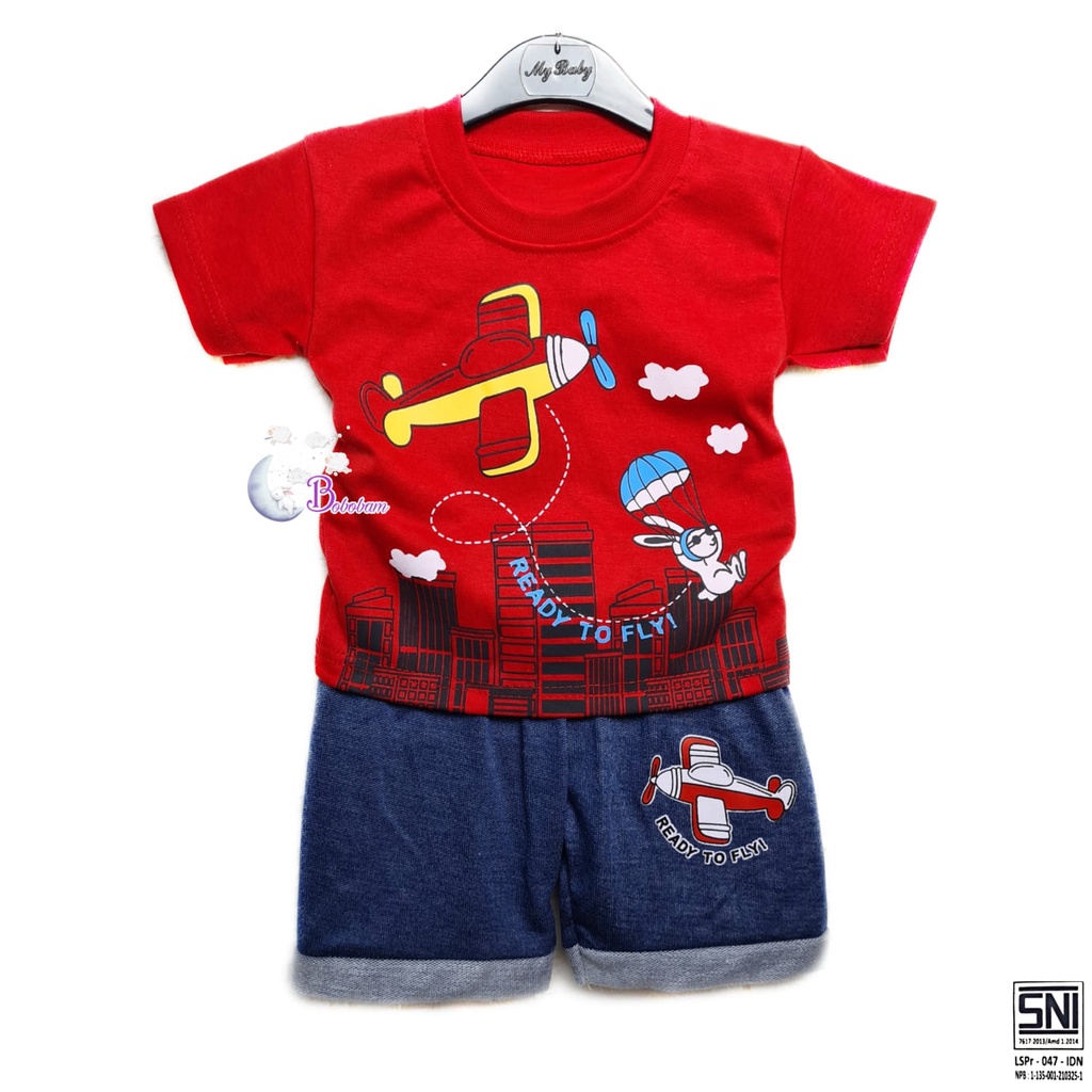 BAJU BAYI BOBOBAM ECER CASUAL KASUAL SETELAN PESAWAT READY SETELAN ANAK HARGA GROSIR