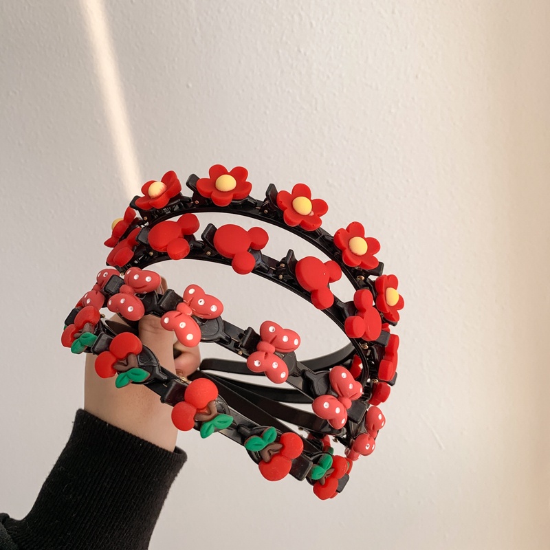 Bando Model Kepang Warna Merah Gaya Korea Untuk Wanita