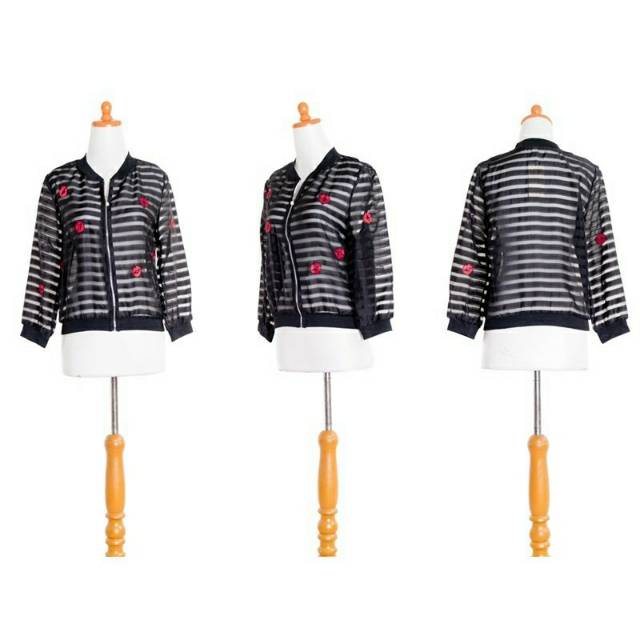 [baju wanita korea]  Jacket Jaket Bomber Transparan Wanita Korea Import