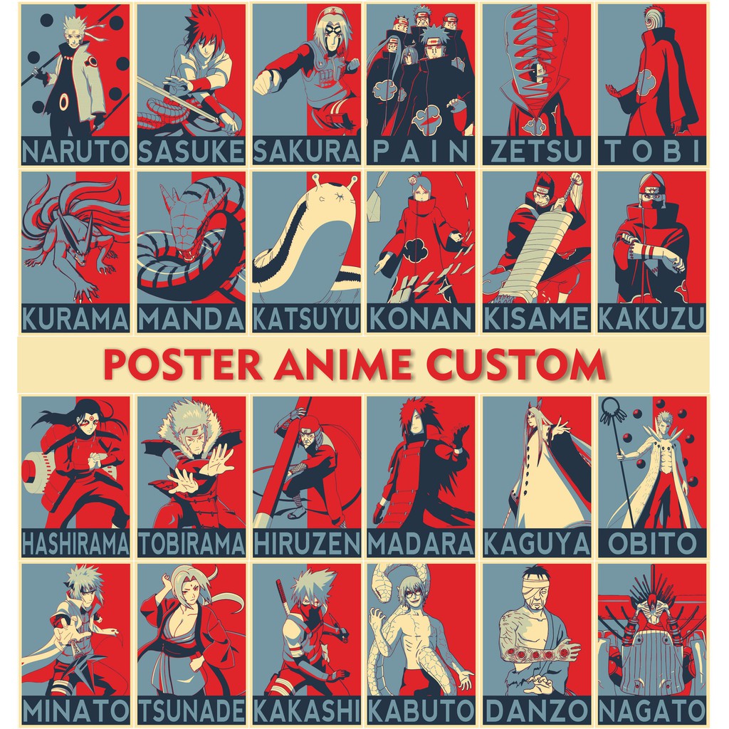 WALL DINDING STIKER  POSTER ANIM CUSTOM / NARUTO / AKATSUKI BAHAN CHROMO