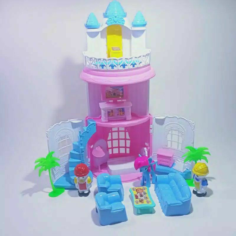 Mainan Anak Perempuan Cewek Istana Castile Rumah Barbie Kuda Ponny Assembly Building Blocks