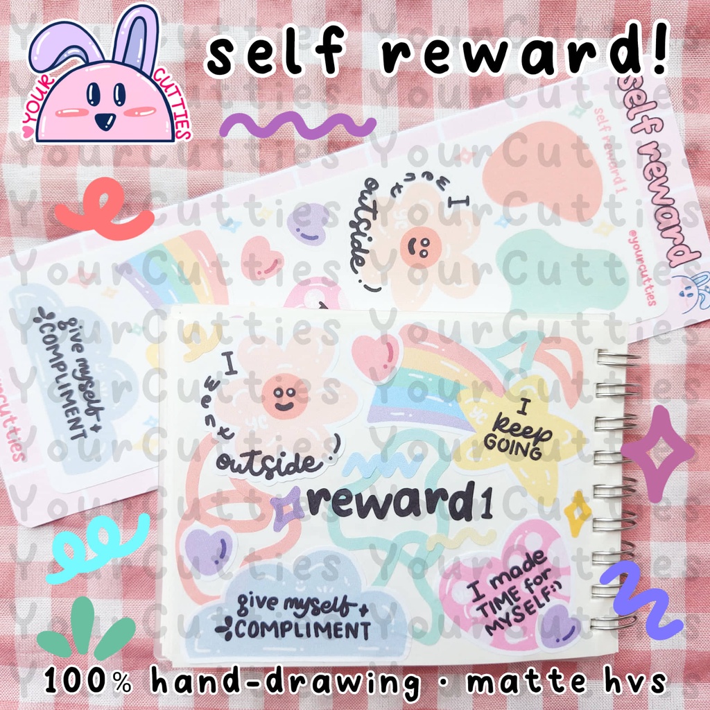 

[SHEET] STICKER SELF REWARD BENTUK AESTHETIC JURNAL DOODLE BUJO PLANNER LUCU MURAH