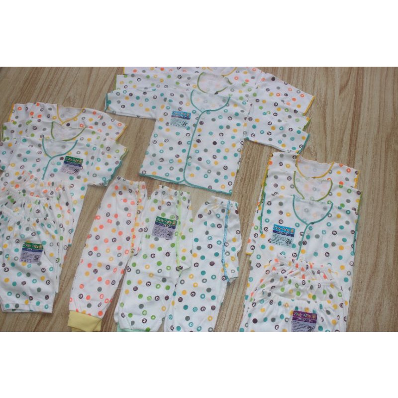 18 Pcs / 9 Stel Paket Hemat Baju Bayi Celana Bayi Baru Lahir Newborn Polkadot Hany Baby SNI