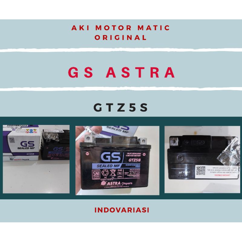 Aki gs astra original GTZ5S motor matic honda beat vario mio GS ASTRA ORIGINAL