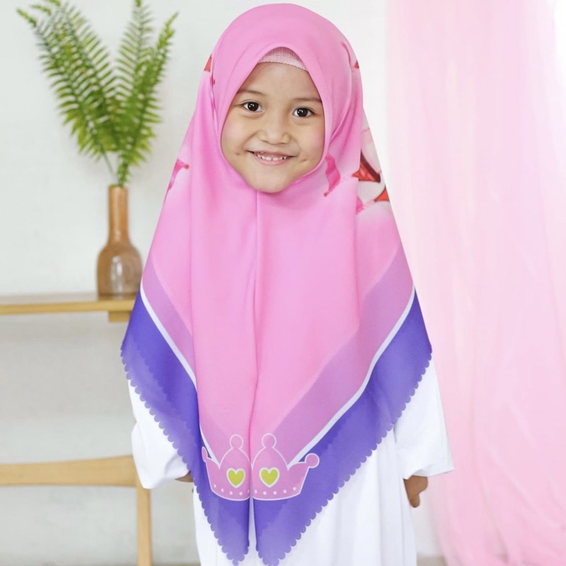 VOAL PRINTING ANAK MOTIF QUEEN / HIJAB ANAK LUCU / JILBAB ANAK KARAKTER KARTUN / KKERUDUNG ANAK