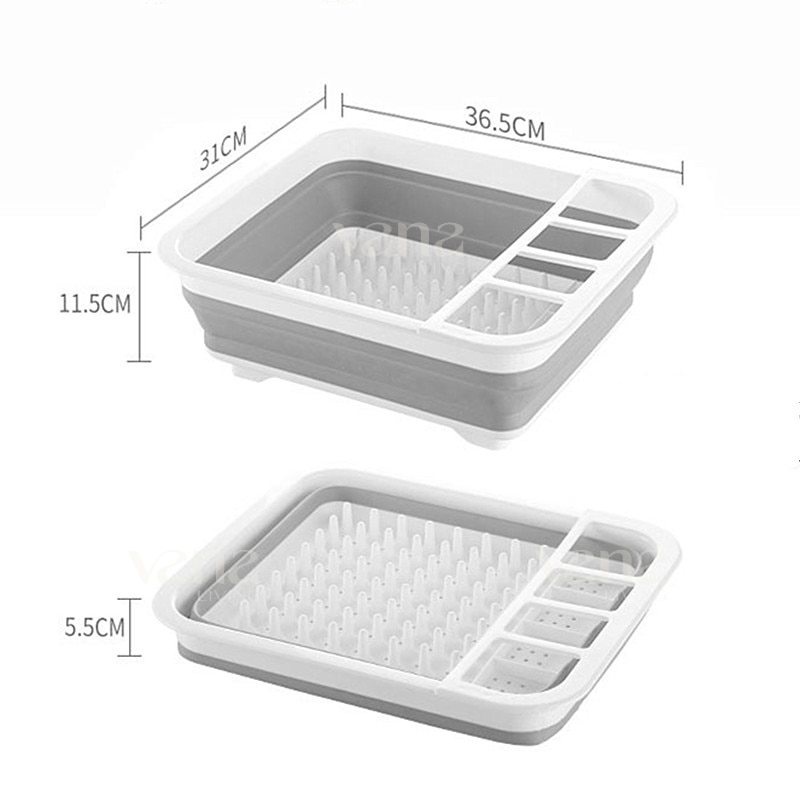 Vana Rak Cucian Piring Lipat Portable Silicone Dish Rack Tempat Pengering Penyimpanan Cuci Gelas Mangkok Wastafel Foldable