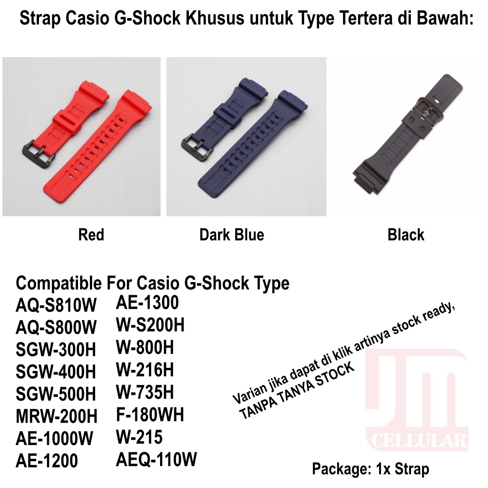 Strap Tali Jam Khusus Casio SGW-500H AE-1200 F-180H MRW-200H W-S200H Resin Rubber