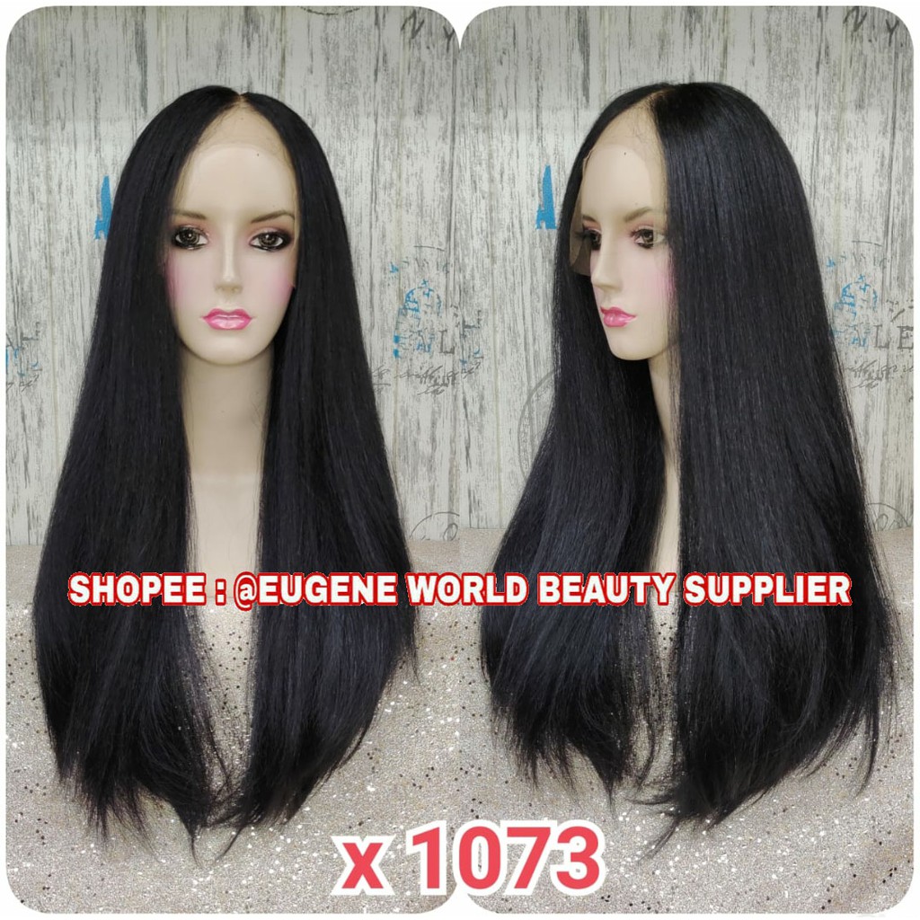 FRONT LACE HALF LACE WIG LACE WIG WANITA PANJANG LURUS HITAM WIG KOREA FREE PARTING WIG X1073