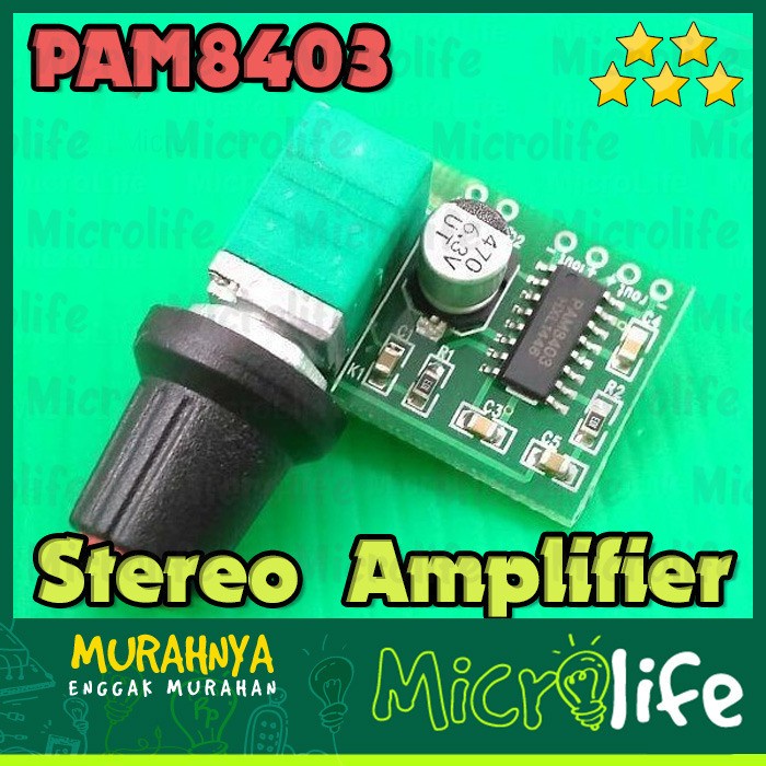 PAM8403 Mini Digital Stereo Amplifier + Free Cap