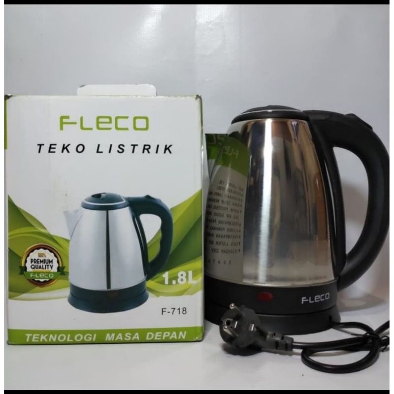 Fleco F-718 Teko Listrik Stainless Steel - Teko Listrik Fleco F 718 Pemanas Air Anti Karat - Mug Electric Heating Cup Termos Kapasitas 1.8 Liter | FMS