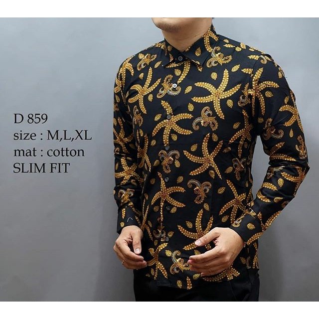 D859 KEMEJA BATIK PRIA SLIM FIT MEWAH UNIK BAJU BATIK PRIA BEST SELLER