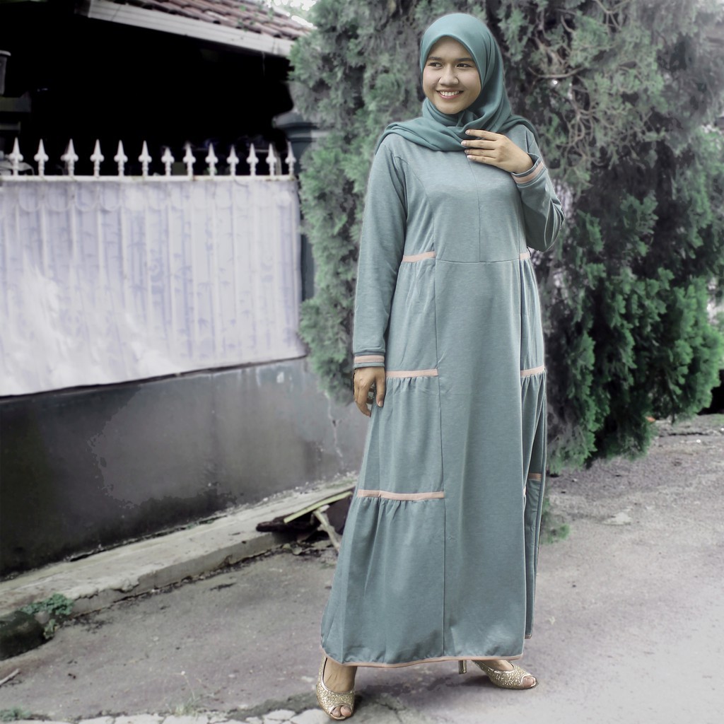 Gamis Dress Jasmine bahan Denim Diana PREMIUM berkualitas-KOI-33