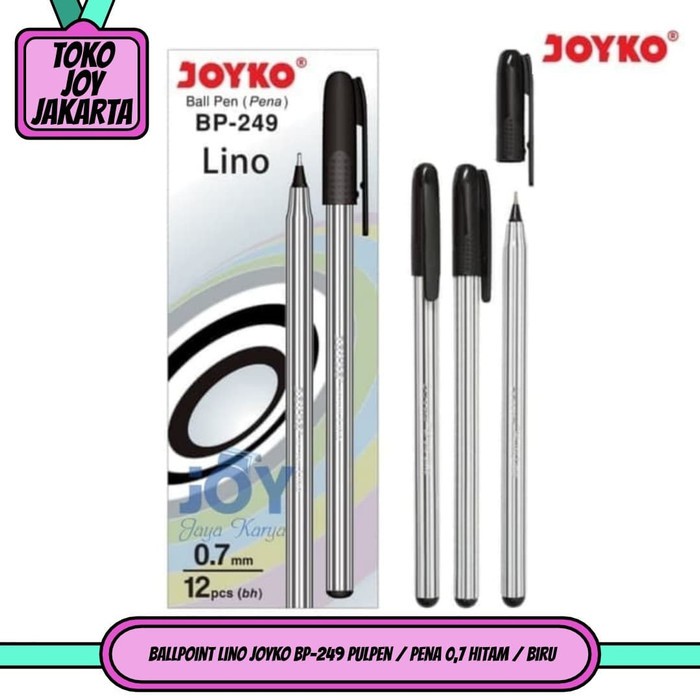 

12pcs Ballpoint Lino JOYKO BP-249 Pulpen / Pena 0,7 Hitam / Biru