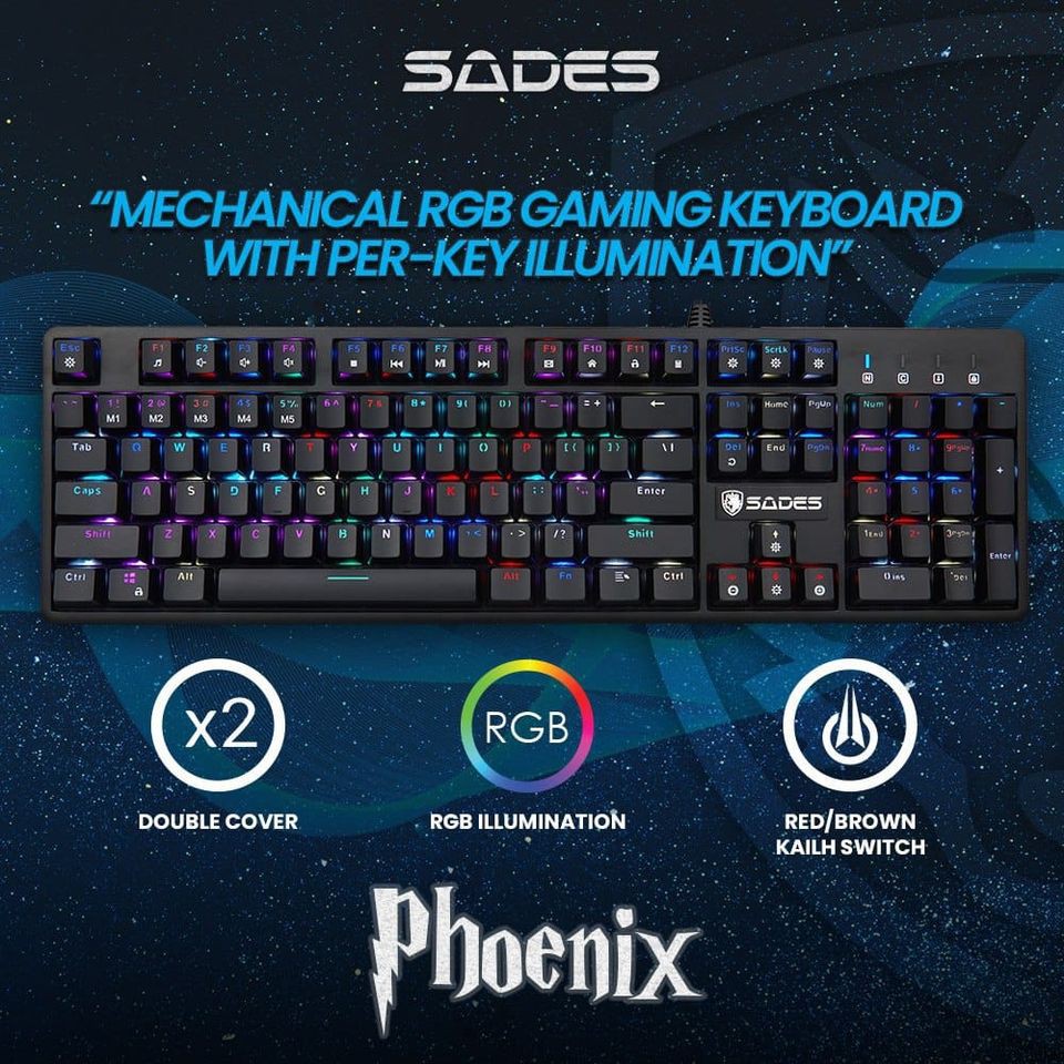 Keyboard gaming sades mechanical Rgb Phoenix with kailh switch