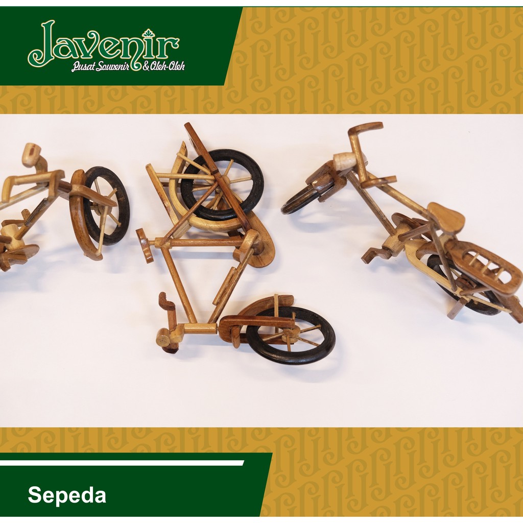 Javenir Miniatur Kayu Hiasan Sepeda Ontel