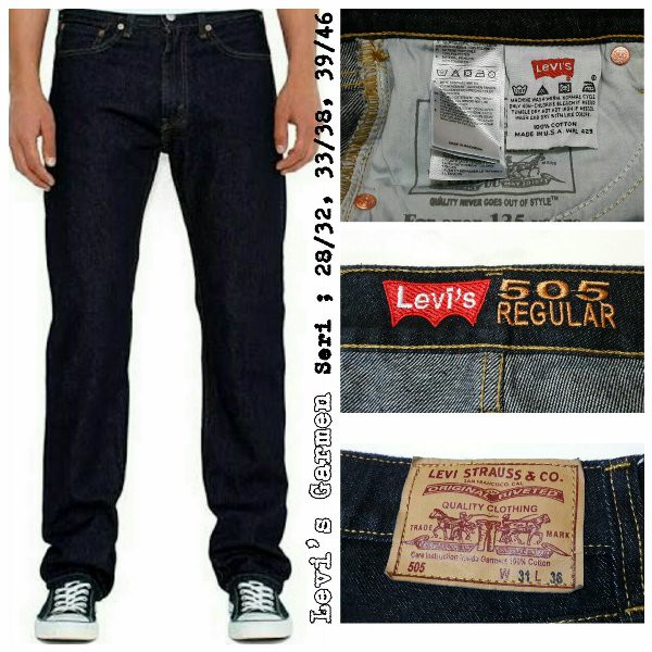 Celana Panjang Jeans Denim Pria Cowo Laki Levi LEVIS 505 Reguler Besic Basic Standar