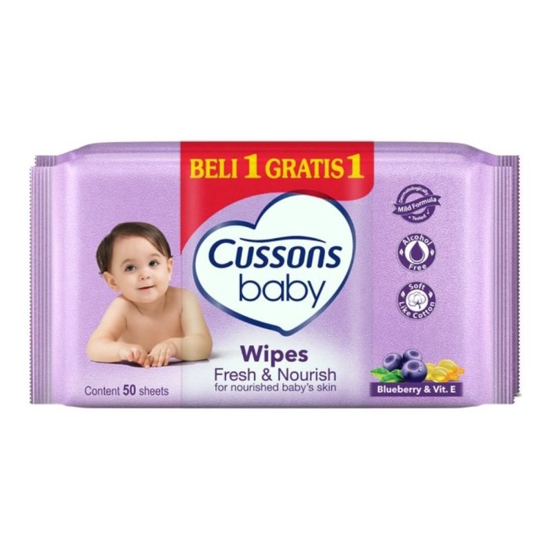 Cussons Baby Wipes 50s Beli 1 Gratis 1/Tisu Basah Bayi/Wet Tissue