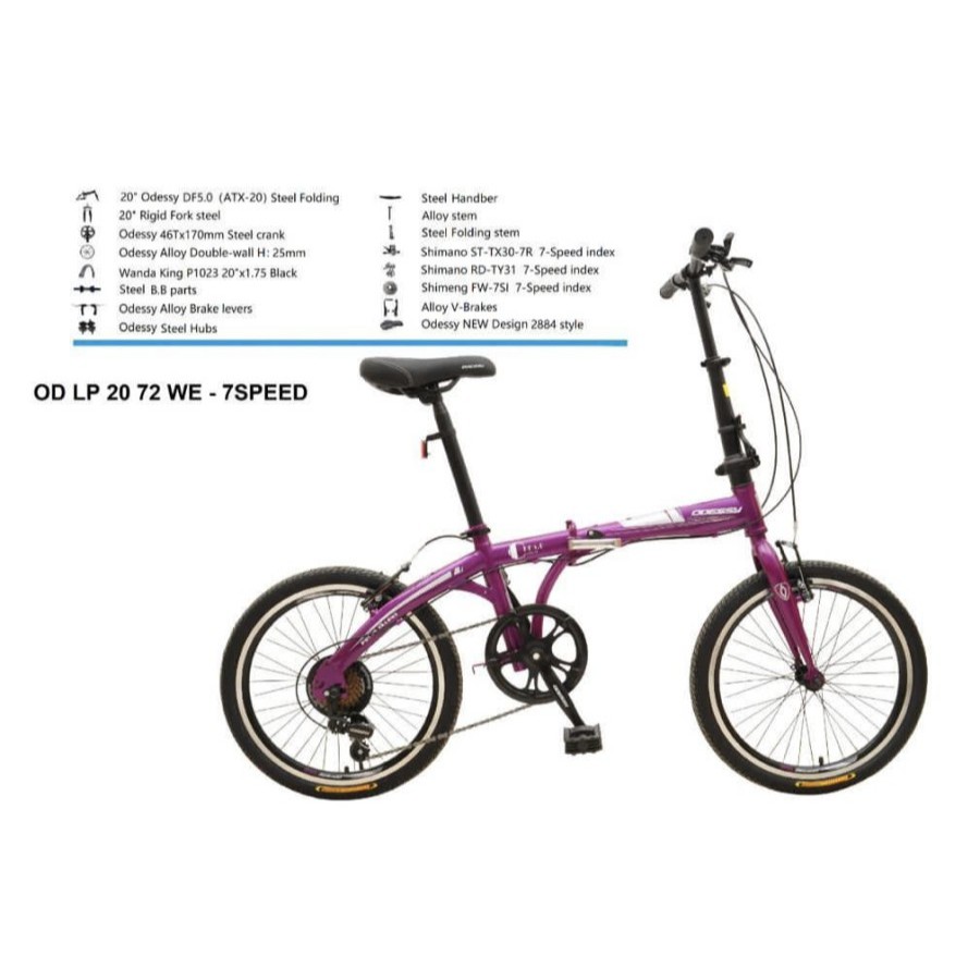 SEPEDA LIPAT / FOLDING BIKE ANAK DEWASA ODESSY 20" 20 72 WE 7 SPEED