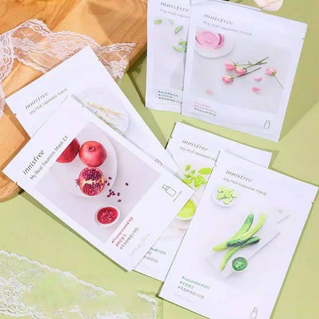 TERLARIS!! Innisfree Sheet Mask My Real Squeeze Baca Disclaimer Masker Wajah Masker Korea