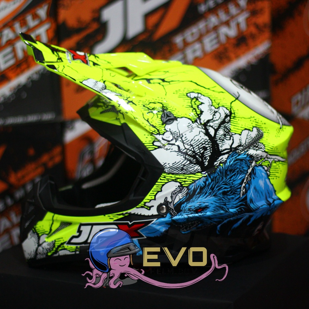 HELM JPX CROSS_FOX1 SERI X14 - FLUO YELLOW GLOSS + GOOGLE SNAIL (ONGKIR 2 KG) HELM JPX TERBARU