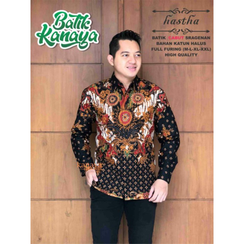 Kemeja Batik Pria Batik Lapis Furing HASTHA Bahan Katun Cabut