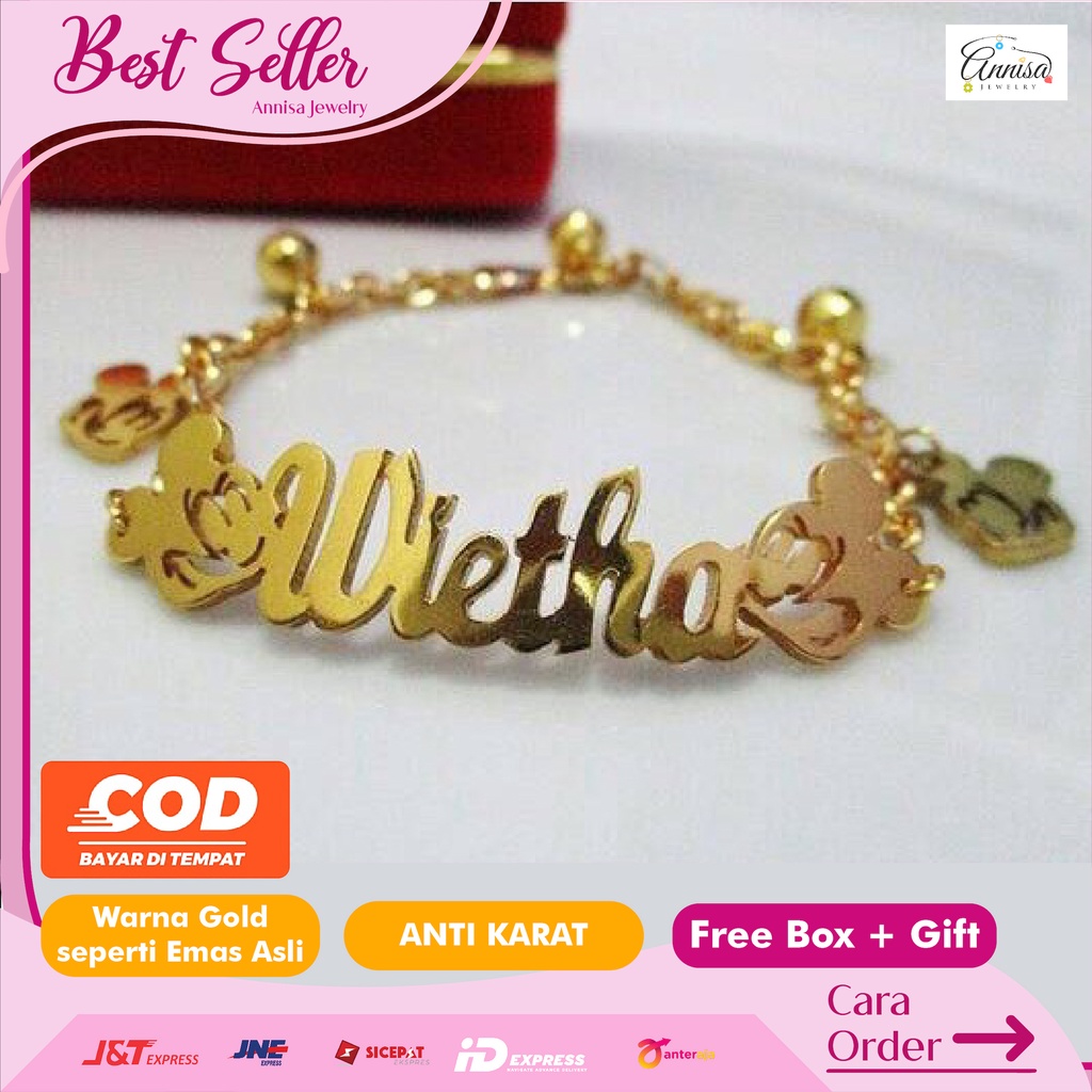 Gelang Mickey mouse Gold nama