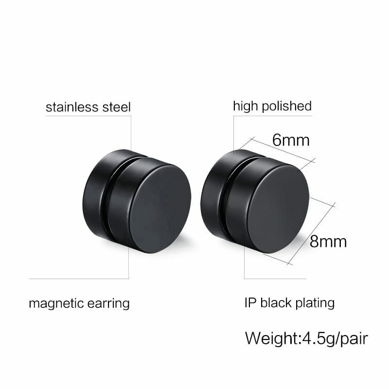 Ready Anting Magnet Bahan Titanium Antikarat Hitam bestseller anting magnet pria wanita Tanpa tindik