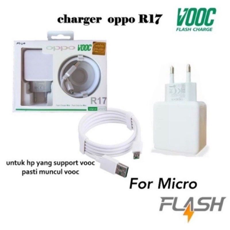 CHARGER CASAN TC OPPO R17 ORI USB KABEL MICRO USB SUPORT VOOC HP OPPO FAST CHARGING