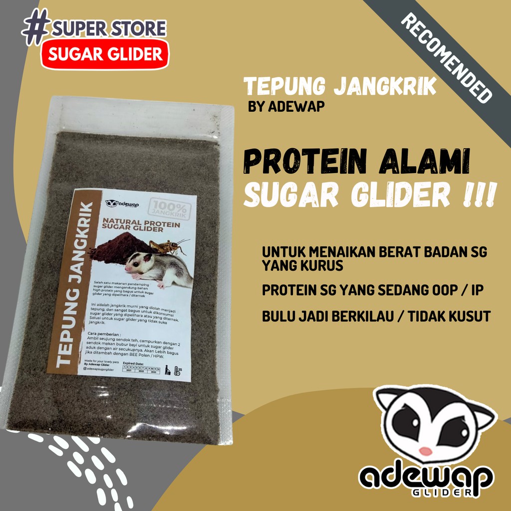 ADEWAP GLIDER Tepung Jangkrik Super Nutrisi & Protein Wajib Sugar Glider