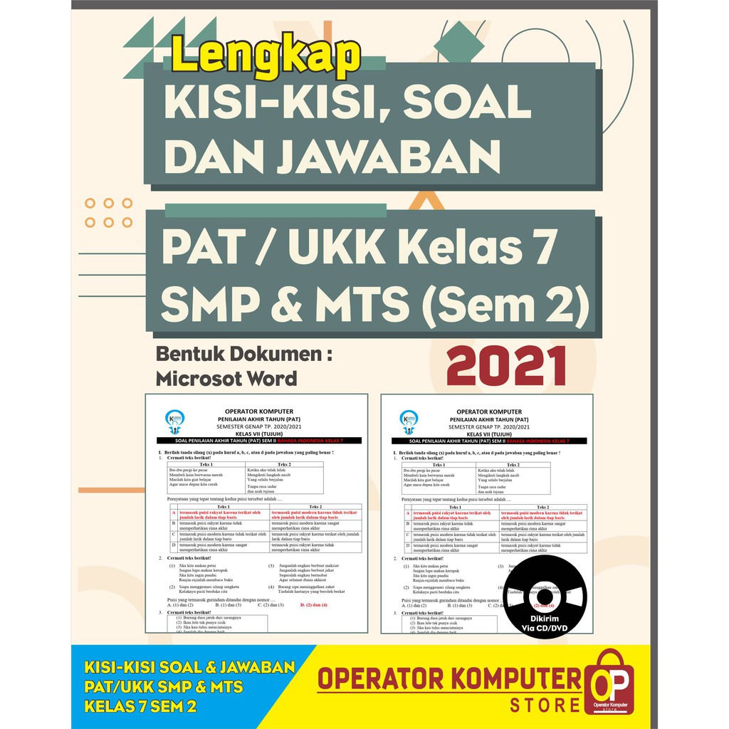 Jual Lengkap Soal, Jawaban & Kisi-Kisi PAT/UKK Semua Mata Pelajaran SMP ...