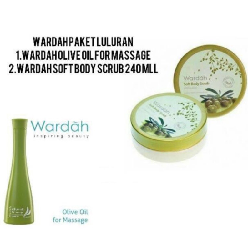 WARDAH PAKET LULURAN HEMAT ( BODY SCRUB + OLIVE OIL FOR MASSAGE )