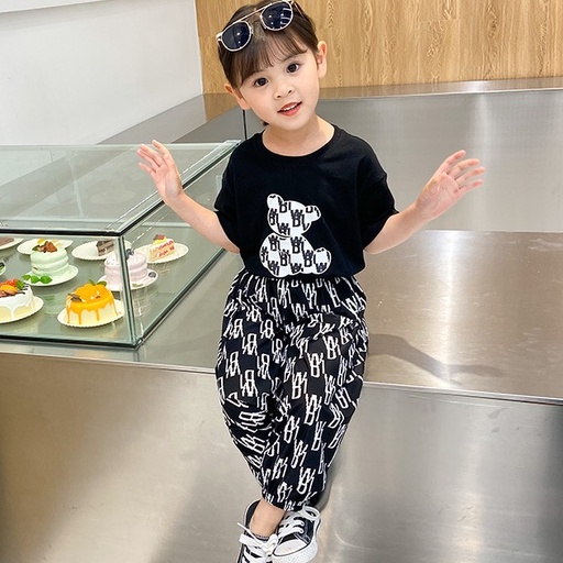 Setelan Anak Perempuan Motif Bear Baju Anak Import 3-10 thn