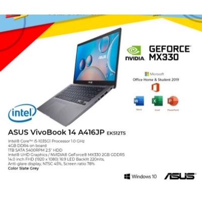 GARANSI RESMI BARU Laptop Asus A416JP ( Core i5 1035G1 / NVIDIA GEFORCE / 4GB / 1TB / WINDOWS 10