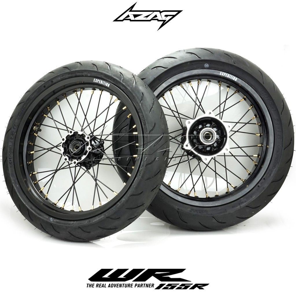 Ban Set Supermoto Yamaha WR Black Bulls Velg Expedition Tromol ORI