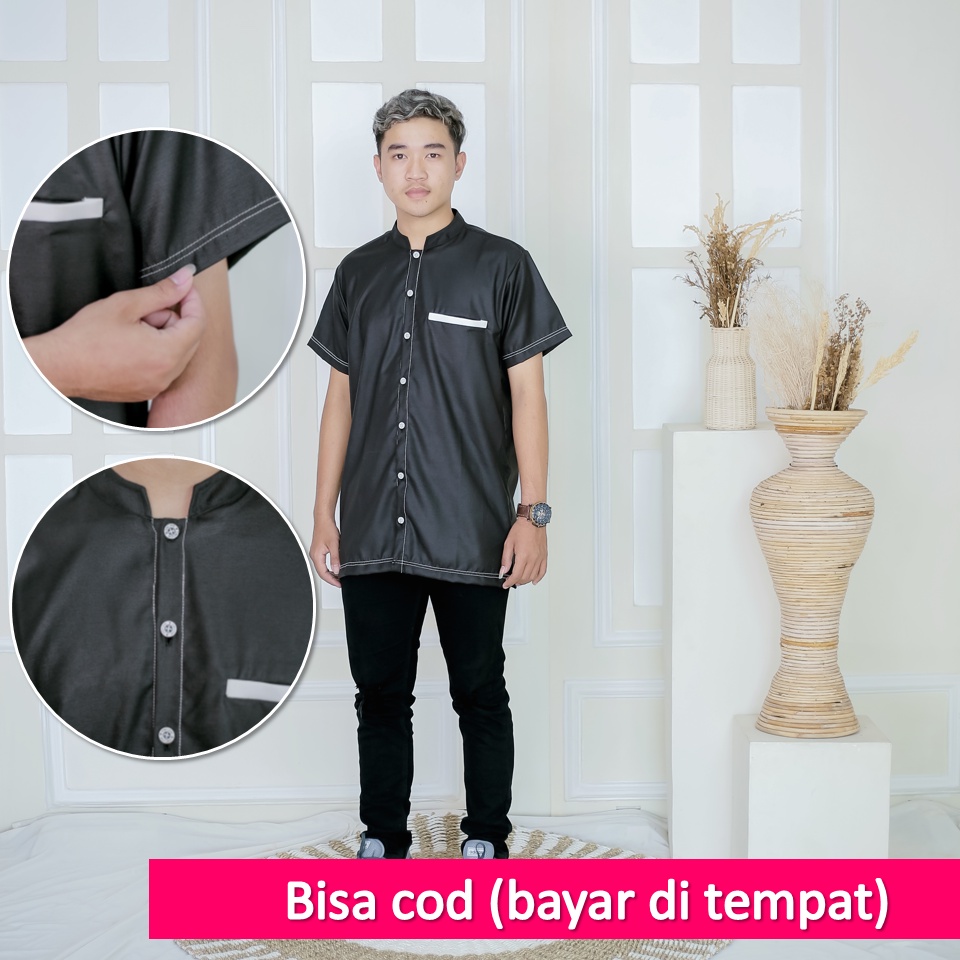 KEMEJA KOKO PRIA BAHAN TOYOBO BAJU HEM LENGAN PENDEK BAJU KOKO
