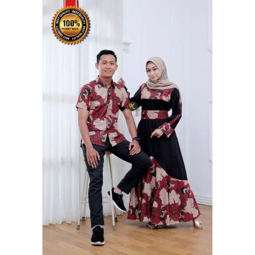 Baju Batik Couple Gamis Muslim Gaun Pakaian Wanita Gaun Perempuan Fashion Cewek Cewe Pekalongan A3