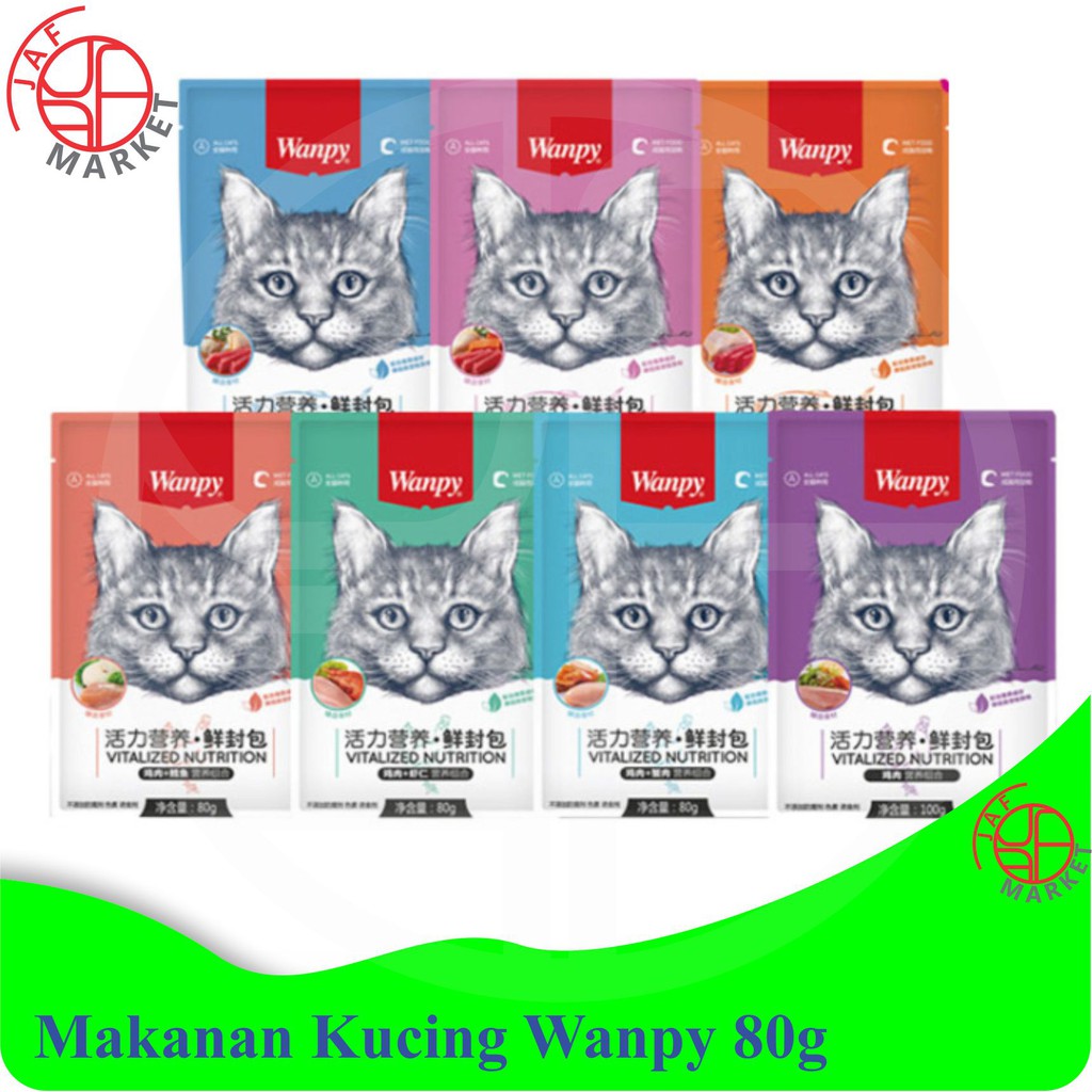 Makanan Kucing Basah Wanpy Kitten/Adult Pouch 80gr