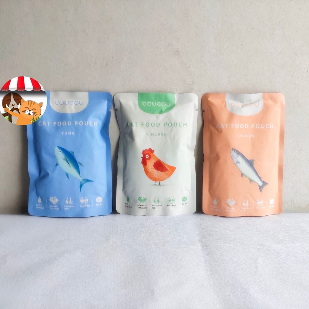 CouCou Pouch 85gram Makanan Kucing Basah Dengan Daging Asli