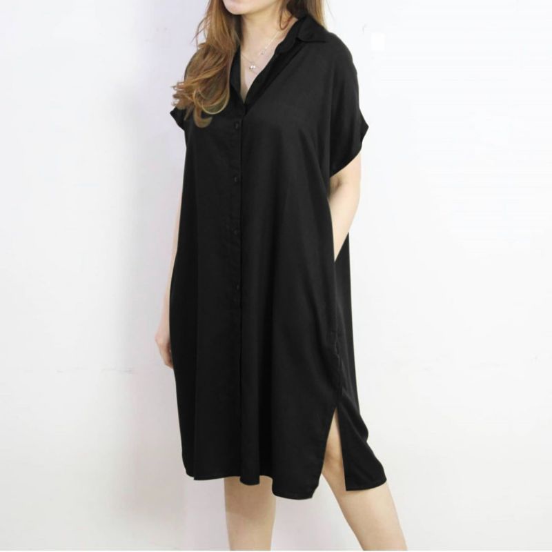 Dress kemeja polos rayon / Daster kancing