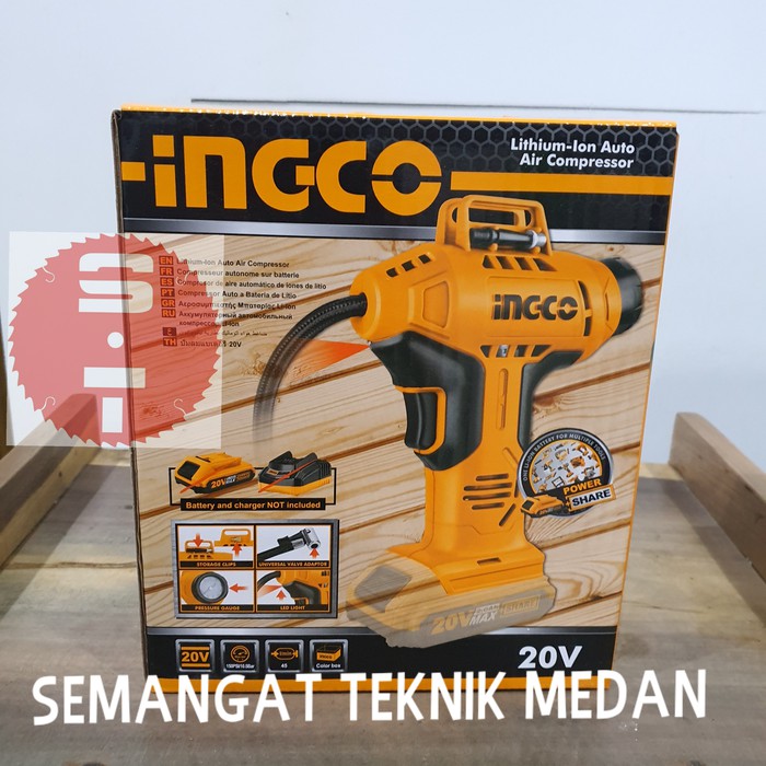 CACLI2001 CORDLESS KOMPRESOR ANGIN MINI POMPA BAN 150PSI UNIT INGCO